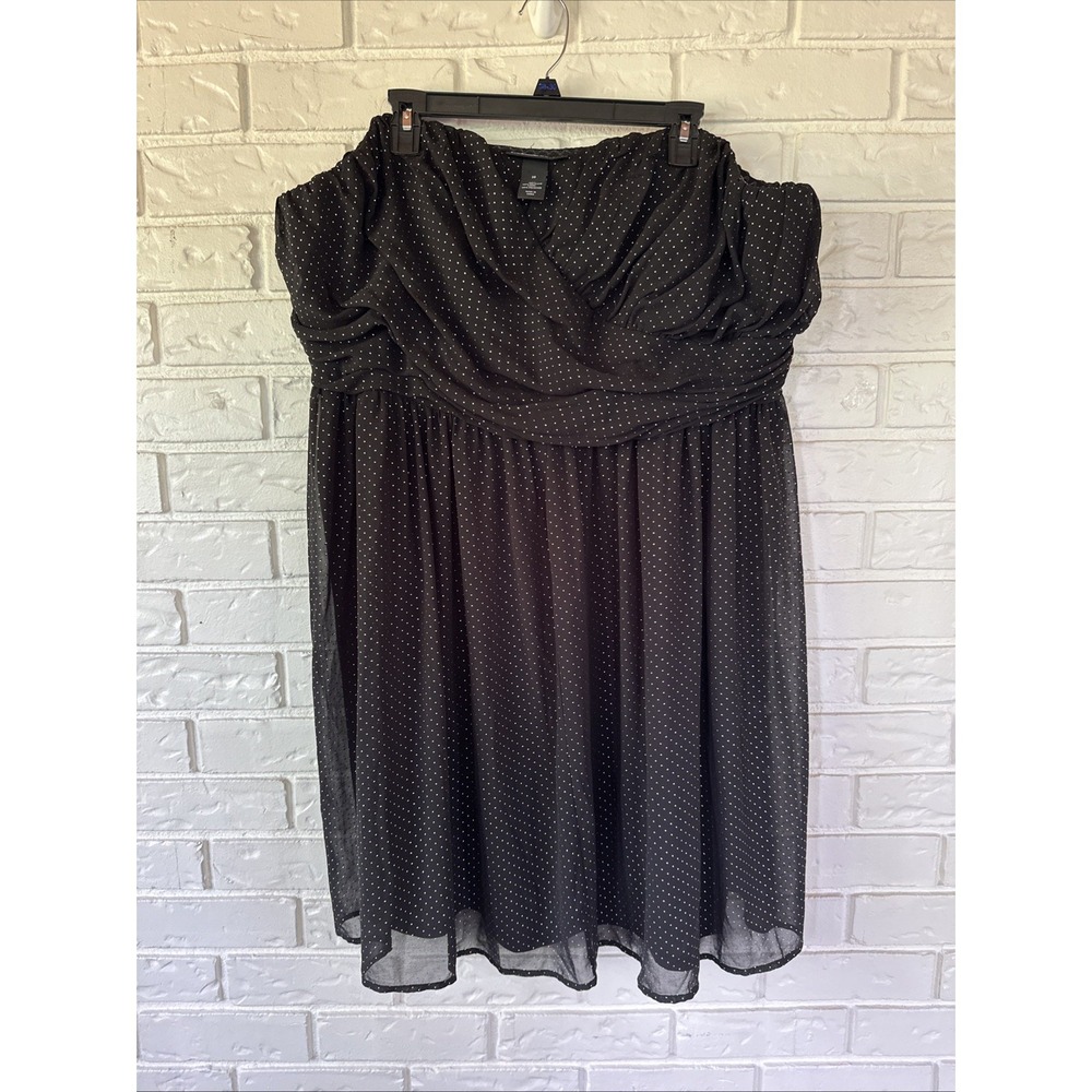 LANE BRYANT BLACK GOLD DOTS STRAPLESS COCKTAIL PARTY FORMAL DRESS SIZE: 28